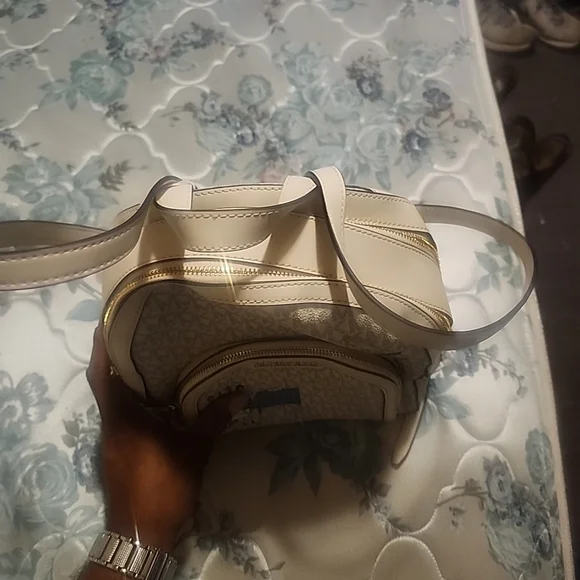 Michael Kors Cream Monogram Backpack with Gold Accents display picture 1
